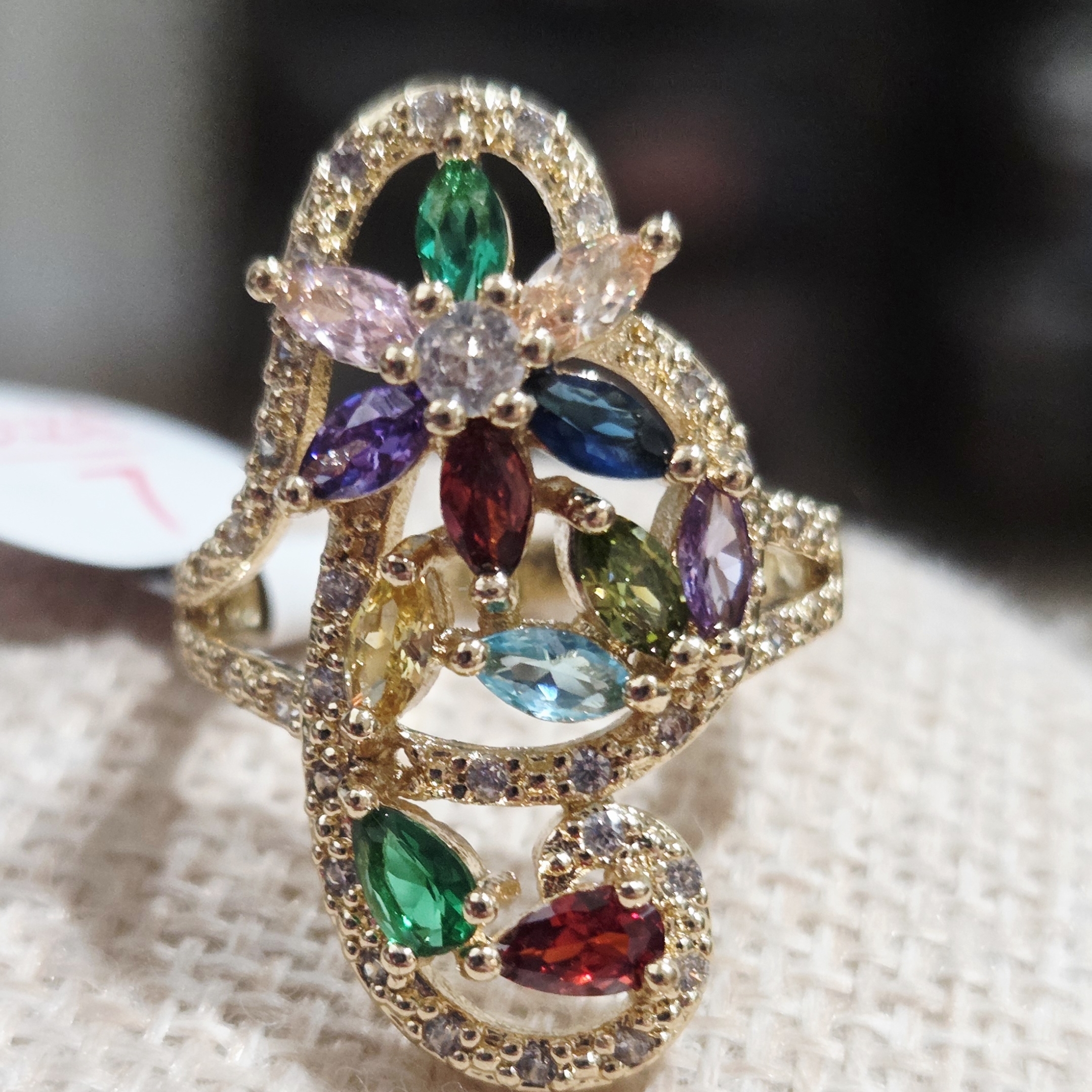 Multicolor Gemstone Gold Ring 21$